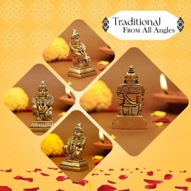 Ekhasa 100% Pure Brass Kuber Statue (7 cm) for Vastu, Car Dashboard, Pooja Room, Home Puja, Office Desk | Guberan Murti Pure Pital ki