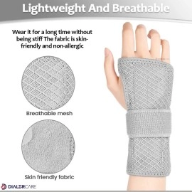 DIALDRCARE Wrist Support with Metal Splint Stabilizer, Adjustable Wrist Bandage for Pain Relief and Relieve Injuries (Grey)