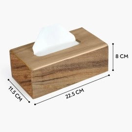 Classyo Classic Brown Wooden Tissue Box Holder for Home, Kitchen, Car, 22.5 x 11.5 x 8 cm