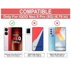 Cedo Polycarbonate Iqoo Neo 9 Pro (5G) Kickstand Case | Built-In Stand Rotating Ring Holder | Military Grade Armor Bumper Back Cover (Black)