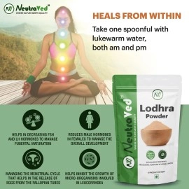 NeutraVed Pure Lodhra Powder - 200 Gram Pack - Ayurvedic Herb for Skincare and Wellness