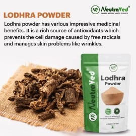 NeutraVed Pure Lodhra Powder - 200 Gram Pack - Ayurvedic Herb for Skincare and Wellness