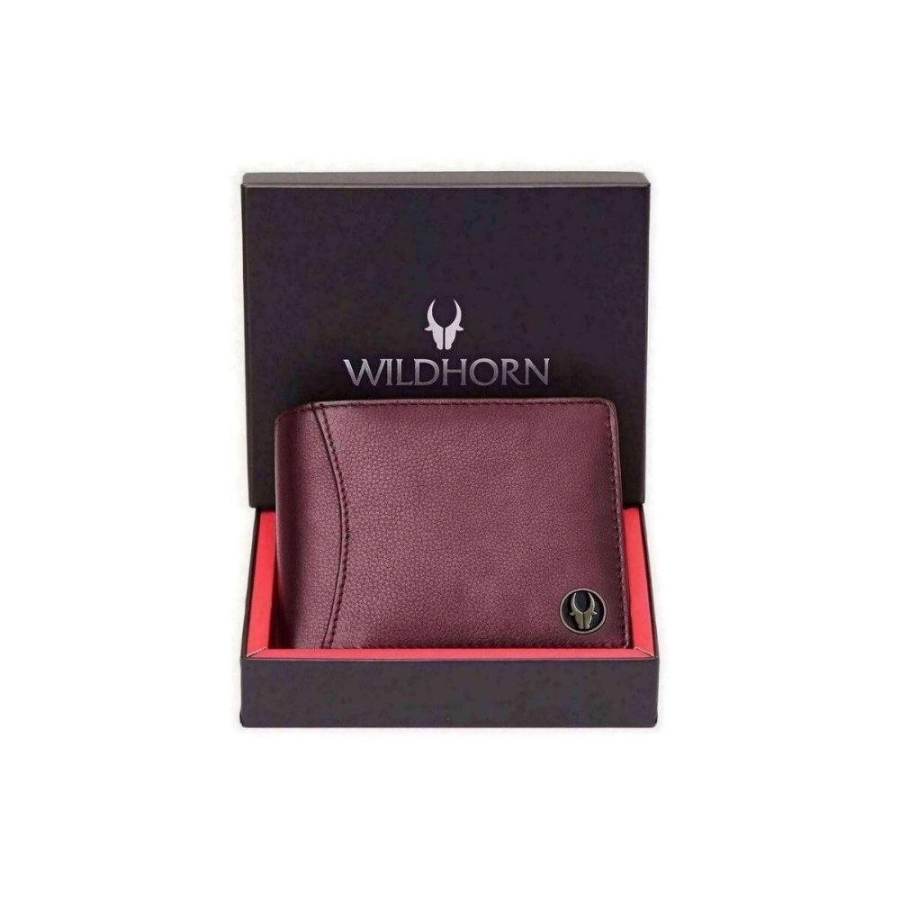 WildHorn Rfid Protected Leather Wallet For Men, Maroon