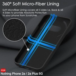 TheGiftKart Liquid Silicone Full Coverage Case for Nothing Phone 2a / 2a Plus 5G | Soft Micro-Fibre Lining Inside | Camera Protection Bump | Shockproof | Scratch & Mark Resistant | Black
