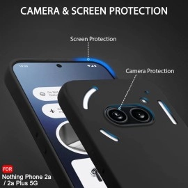 TheGiftKart Liquid Silicone Full Coverage Case for Nothing Phone 2a / 2a Plus 5G | Soft Micro-Fibre Lining Inside | Camera Protection Bump | Shockproof | Scratch & Mark Resistant | Black