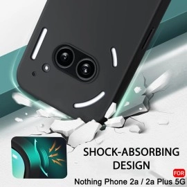 TheGiftKart Liquid Silicone Full Coverage Case for Nothing Phone 2a / 2a Plus 5G | Soft Micro-Fibre Lining Inside | Camera Protection Bump | Shockproof | Scratch & Mark Resistant | Black