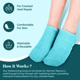 Murti Export Moisturizing Silicone Gel Socks (1 Pair) for Men & Women gel socks for dry cracked feet crack heel repair socks foot moisturizer socks Spa Gel Socks Natural Oil & Vitamin E (Multicolor)