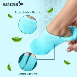Murti Export Moisturizing Silicone Gel Socks (1 Pair) for Men & Women gel socks for dry cracked feet crack heel repair socks foot moisturizer socks Spa Gel Socks Natural Oil & Vitamin E (Multicolor)