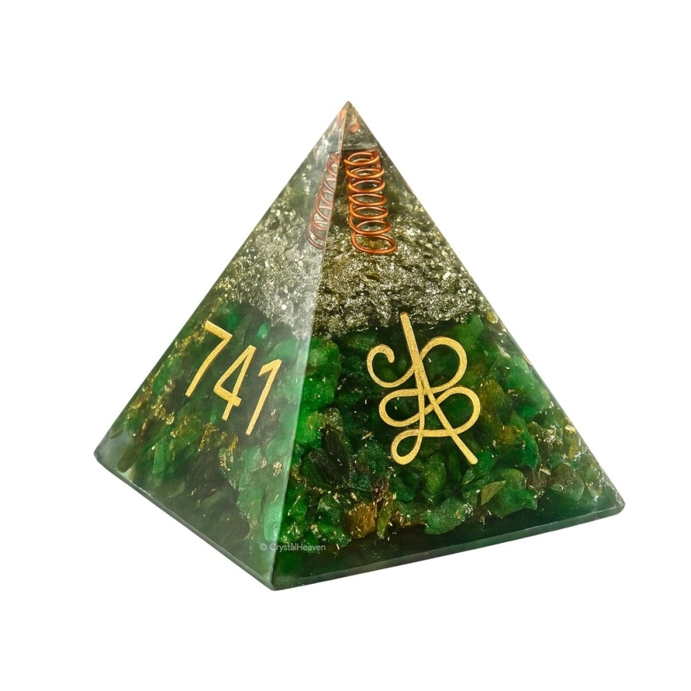 Certified Green Aventurine Pyramid with Zibu Symbols Crystal for Money - Vastu Items for Home Lucky Stone 808520741, Ideal Vastu Chakra for Home with 520741 Stone for Money and Wealth Manifestation