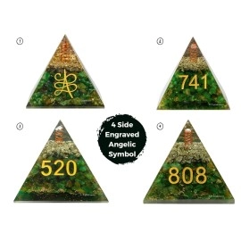Certified Green Aventurine Pyramid with Zibu Symbols Crystal for Money - Vastu Items for Home Lucky Stone 808520741, Ideal Vastu Chakra for Home with 520741 Stone for Money and Wealth Manifestation