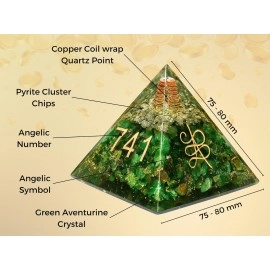Certified Green Aventurine Pyramid with Zibu Symbols Crystal for Money - Vastu Items for Home Lucky Stone 808520741, Ideal Vastu Chakra for Home with 520741 Stone for Money and Wealth Manifestation