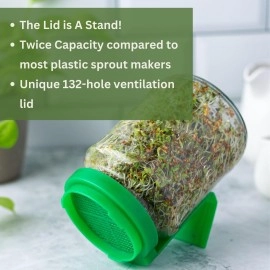sprout-me Sprout Maker Jar | Hygienic Glass Sprouts Maker Jar With 2 Printed Recipe Books (60 Healthy Recipes & 40 Seed Sprouting)- Fresh Beans & Grain Sprouter For Living Healthy Life-720 Ml