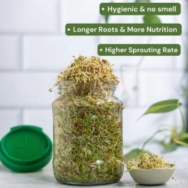 sprout-me Sprout Maker Jar | Hygienic Glass Sprouts Maker Jar With 2 Printed Recipe Books (60 Healthy Recipes & 40 Seed Sprouting)- Fresh Beans & Grain Sprouter For Living Healthy Life-720 Ml