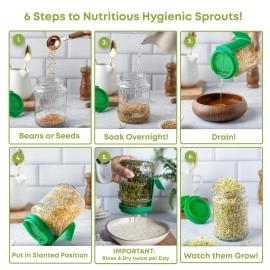 sprout-me Sprout Maker Jar | Hygienic Glass Sprouts Maker Jar With 2 Printed Recipe Books (60 Healthy Recipes & 40 Seed Sprouting)- Fresh Beans & Grain Sprouter For Living Healthy Life-720 Ml
