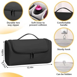 MAYCREATE Travel Storage Bag for Dyson Air wrap Holder Hair Styler Organizer for Airwrap Attachments Portable Storage Bag with Hanging Hook, Black (Bag Only)