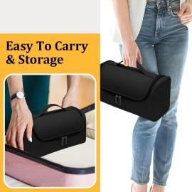 MAYCREATE Travel Storage Bag for Dyson Air wrap Holder Hair Styler Organizer for Airwrap Attachments Portable Storage Bag with Hanging Hook, Black (Bag Only)