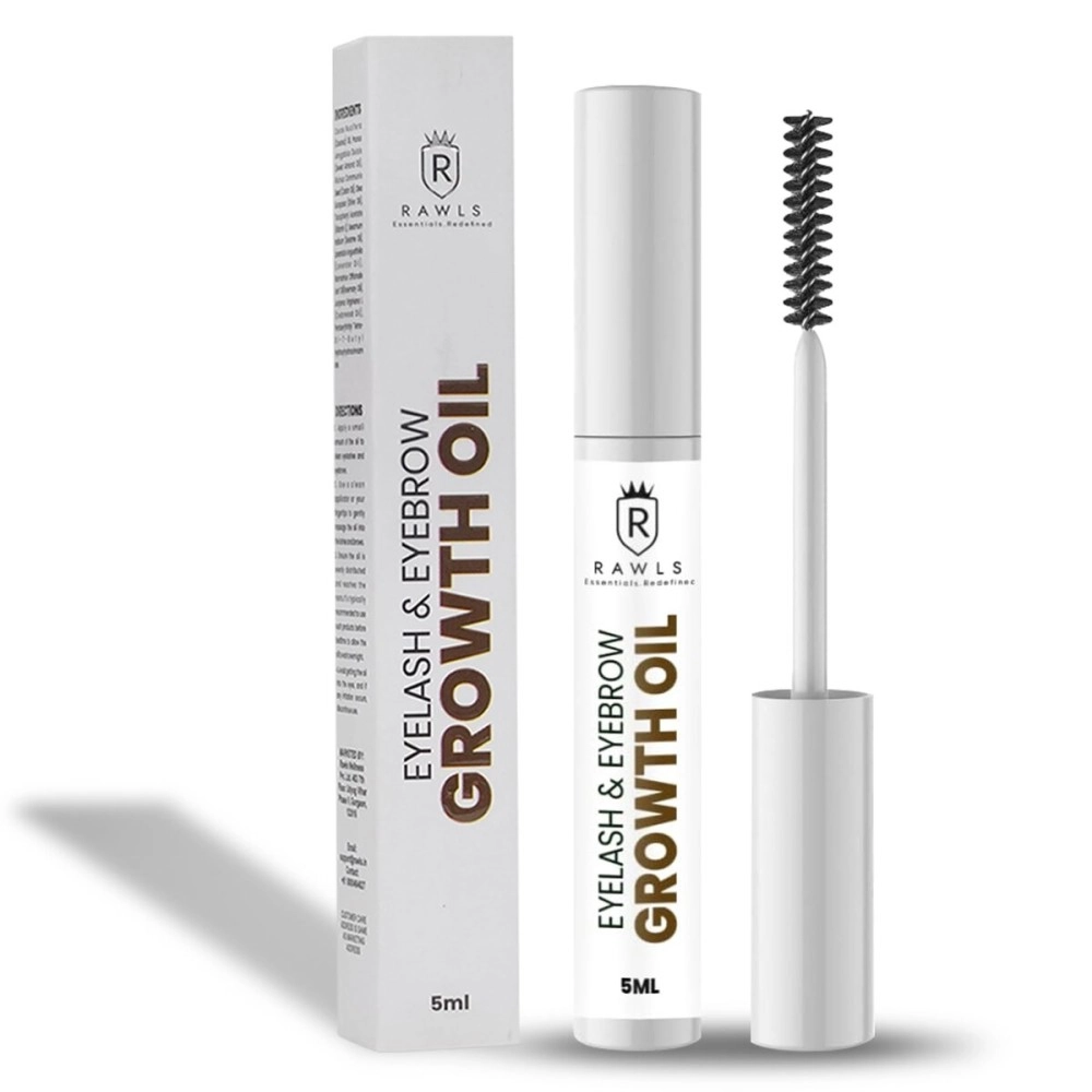 Rawls Eyebrow & Eyelash Growth Serum Natural & Organic Lash Enhancer with Castor Oil, Almond Oil, Vitamin E & C Longer, Thicker Lashes & Brows - 5ml