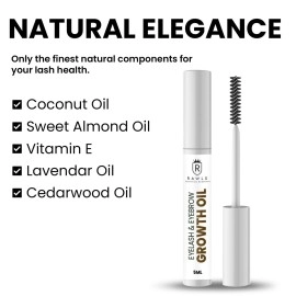 Rawls Eyebrow & Eyelash Growth Serum Natural & Organic Lash Enhancer with Castor Oil, Almond Oil, Vitamin E & C Longer, Thicker Lashes & Brows - 5ml