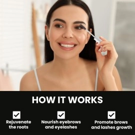 Rawls Eyebrow & Eyelash Growth Serum Natural & Organic Lash Enhancer with Castor Oil, Almond Oil, Vitamin E & C Longer, Thicker Lashes & Brows - 5ml