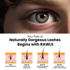 Rawls Eyebrow & Eyelash Growth Serum Natural & Organic Lash Enhancer with Castor Oil, Almond Oil, Vitamin E & C Longer, Thicker Lashes & Brows - 5ml