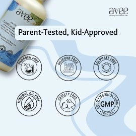 Avee Kids Shampoo | Silky & Shiny Hair, Easy Detangling | Reduces Itchy Scalp & Hair Fall | Plant Keratin, Oat Extract | Paraben & Sulfate-Free (Pack of 1)