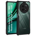TheGiftKart Crystal Clear Back Cover Case for Realme Narzo 70x 5G / N65 / Realme 12 5G / 12X 5G / C65 5G | 360 Degree Protection | Shock Proof Design | Transparent Back Case (PC & TPU, Black Bumper)