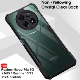 TheGiftKart Crystal Clear Back Cover Case for Realme Narzo 70x 5G / N65 / Realme 12 5G / 12X 5G / C65 5G | 360 Degree Protection | Shock Proof Design | Transparent Back Case (PC & TPU, Black Bumper)