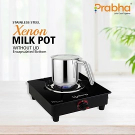Prabha Stainless Steel Milk And Saucepan Set, 17Cm Milk Pot And Small Saucepan, 2.5L Capacity, Compatible With Induction And Gas Stoves, 2500Ml