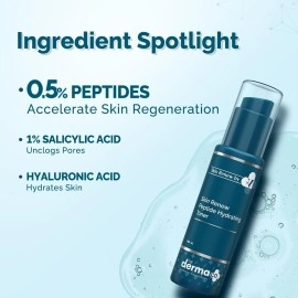 The Derma Co X Dr.V Skin Renew Peptide Hydrating Toner With Peptide & Hyaluronic Acid-100 Ml, 1% Salicylic Acid, Unclogs Pores, With Salicylic Acid, Hydrating Toner, Alcohol-Free Toner