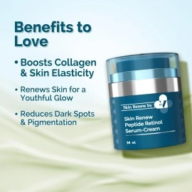 The Derma Co. x Dr.V Skin Renew Peptide Retinol Serum-Cream with Peptide & Retinol-30ml | 1% vv | Boosts Collagen|Brightens, Renews Skin to Give a Youthful Glow|Reduces Blemishes & Dark Spots