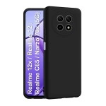 CEDO Realme 12x / 12 / Realme C65 / Narzo 70x (5G) Back Cover | Camera Bump Protection & Inner Velvet Fabric Lining | Ultra Slim Matte Soft Rubberised Case Cover (Black)
