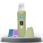 Q DEVICES Ultrasonic Facial Skin Scrubber, 4 Modes, Blackhead Remover, Facial Pores Cleaner, Stainless Steel Spatula, Extractor Tip, Silicone Covers, Rechargeable