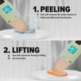 Q DEVICES Ultrasonic Facial Skin Scrubber, 4 Modes, Blackhead Remover, Facial Pores Cleaner, Stainless Steel Spatula, Extractor Tip, Silicone Covers, Rechargeable