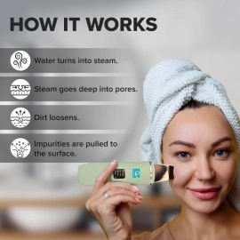 Q DEVICES Ultrasonic Facial Skin Scrubber, 4 Modes, Blackhead Remover, Facial Pores Cleaner, Stainless Steel Spatula, Extractor Tip, Silicone Covers, Rechargeable