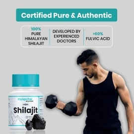 myUpchar Ayurveda Urjas Pure Himalayan Shilajit Original Capsules | Improve Muscle Strength, Stamina & Power | Natural & Organic Shilajeet| Experience results in 4 weeks | 60 Capsules (Pack of 1)