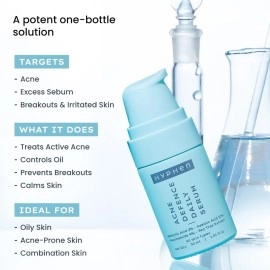 Hyphen Acne Defence Daily Serum For Acne Prone Skin with Salicylic acid 2%, Azelaic Acid 10%, Niacinamide 4% | Treats Active Acne, Controls Oil | AntiAcne Serum for Men & Women- 30 ml