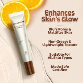 Mamaearth Glow Pore Blurring Primer with Vitamin C & Turmeric - 25 g| Enhances Skins Glow | Blurs Pores | Helps Makeup Last Long | Lightweight & Non-Greasy