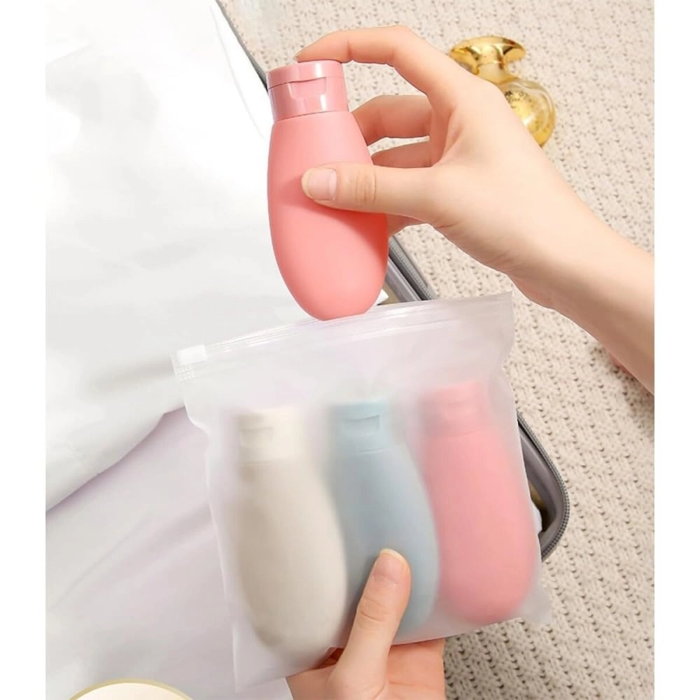 DOCAT Travel Bottles for Toiletries, Pack of 3 Portable Silicone Travel Container Set for Cream, Shampoo, Hand Wash, Lotion Storage, Leakproof Mini Travel Essentials for Women Travel Accessories- 60ml
