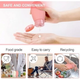 DOCAT Travel Bottles for Toiletries, Pack of 3 Portable Silicone Travel Container Set for Cream, Shampoo, Hand Wash, Lotion Storage, Leakproof Mini Travel Essentials for Women Travel Accessories- 60ml