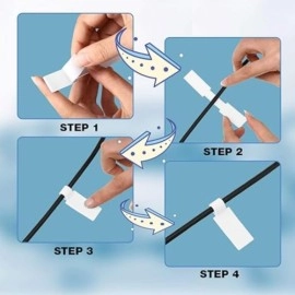 Seeotwo 100 Pieces Self-Adhesive Cable Label Tags Waterproof Labels for Cords Write on Stickers Wire Labels Tear Resistant Tags for Charger Cord Electronics Cable Management (White)