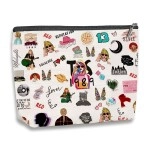 MAYCREATE Taylor Swi*t Makeup Pouch Bag for Women Girls, Fashion Cotton Makeup Organizer Bag, Portable Cosmetic Bags for Travel, TS Merch Music Fans Gifts, White - Taylor, 26 X 18.5 Inch, Travel