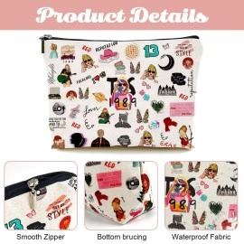 MAYCREATE Taylor Swi*t Makeup Pouch Bag for Women Girls, Fashion Cotton Makeup Organizer Bag, Portable Cosmetic Bags for Travel, TS Merch Music Fans Gifts, White - Taylor, 26 X 18.5 Inch, Travel