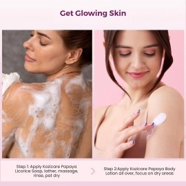 Kozicare Skin Whitening Soap | 3 Papaya Soaps & 1 Papaya Body Lotion for Summer | Soaps for Bath | Kojic Acid Soap | Shop Bath Soap & Body Lotion for Women | Moisturizer for Body