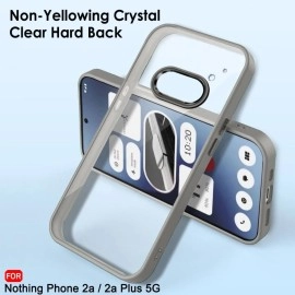 TheGiftKart Shockproof Hybrid Metallic Camera Ring Nothing Phone 2a / 2a Plus 5G Back Cover Case | Screen & Camera Protection | Crystal Clear Hard Back | Transparent Case for Phone 2a (PC & TPU, Grey)