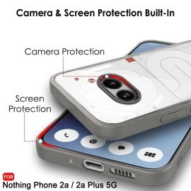 TheGiftKart Shockproof Hybrid Metallic Camera Ring Nothing Phone 2a / 2a Plus 5G Back Cover Case | Screen & Camera Protection | Crystal Clear Hard Back | Transparent Case for Phone 2a (PC & TPU, Grey)