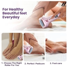 NexLev Callus Remover for Feet | Foot Scrubber for Dead Skin | Electric Pedicure Machine for Cracked & Hard Skin | 3 Crystal Quartz Heads | Type C | Foot Spa for Men & Women | Waterproof | CR-01