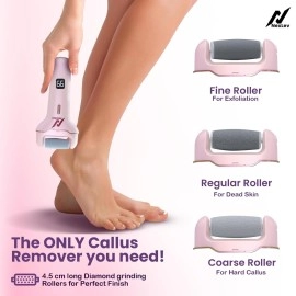 NexLev Callus Remover for Feet | Foot Scrubber for Dead Skin | Electric Pedicure Machine for Cracked & Hard Skin | 3 Crystal Quartz Heads | Type C | Foot Spa for Men & Women | Waterproof | CR-01