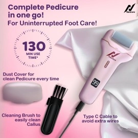 NexLev Callus Remover for Feet | Foot Scrubber for Dead Skin | Electric Pedicure Machine for Cracked & Hard Skin | 3 Crystal Quartz Heads | Type C | Foot Spa for Men & Women | Waterproof | CR-01