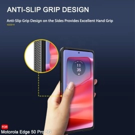 TheGiftKart Liquid Silicon Back Cover Case for Motorola Moto Edge 50 Pro 5G | Shockproof Military Grade Protection | Micro-Fibre Cloth On Inner Side | Built-in Anti-Slip Grip Back Cover (TPU, Black)