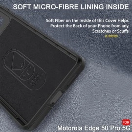 TheGiftKart Liquid Silicon Back Cover Case for Motorola Moto Edge 50 Pro 5G | Shockproof Military Grade Protection | Micro-Fibre Cloth On Inner Side | Built-in Anti-Slip Grip Back Cover (TPU, Black)